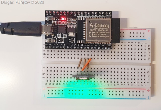 Circuit ESP32, RGB LED and wires